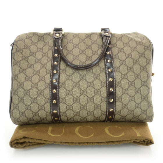 Gucci Monogram Guccissima Hearts Studded Medium Joy Boston Dark Brown 3 of 7