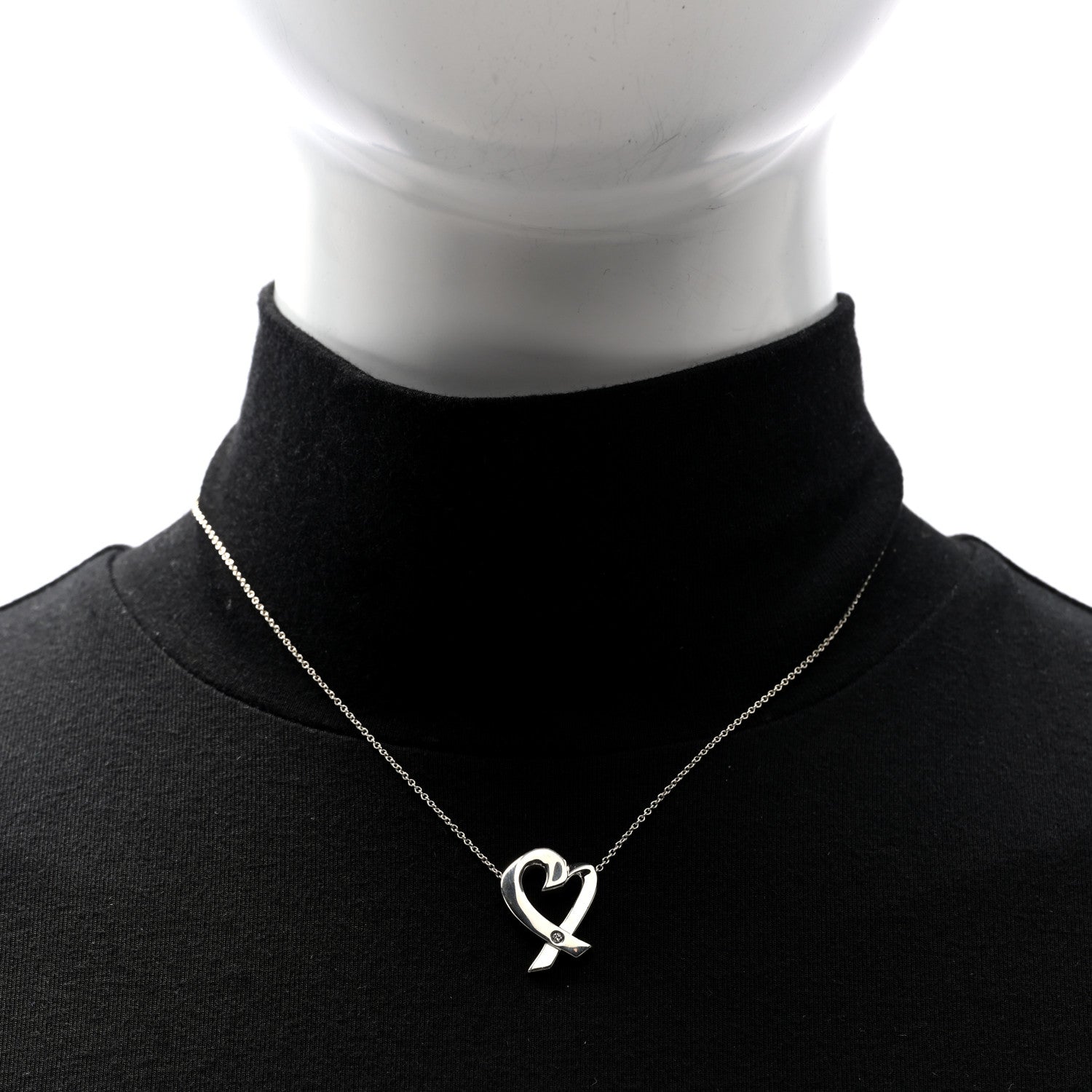 Tiffany Sterling Silver Diamond Paloma Picasso Loving Heart Necklace 2 of 6