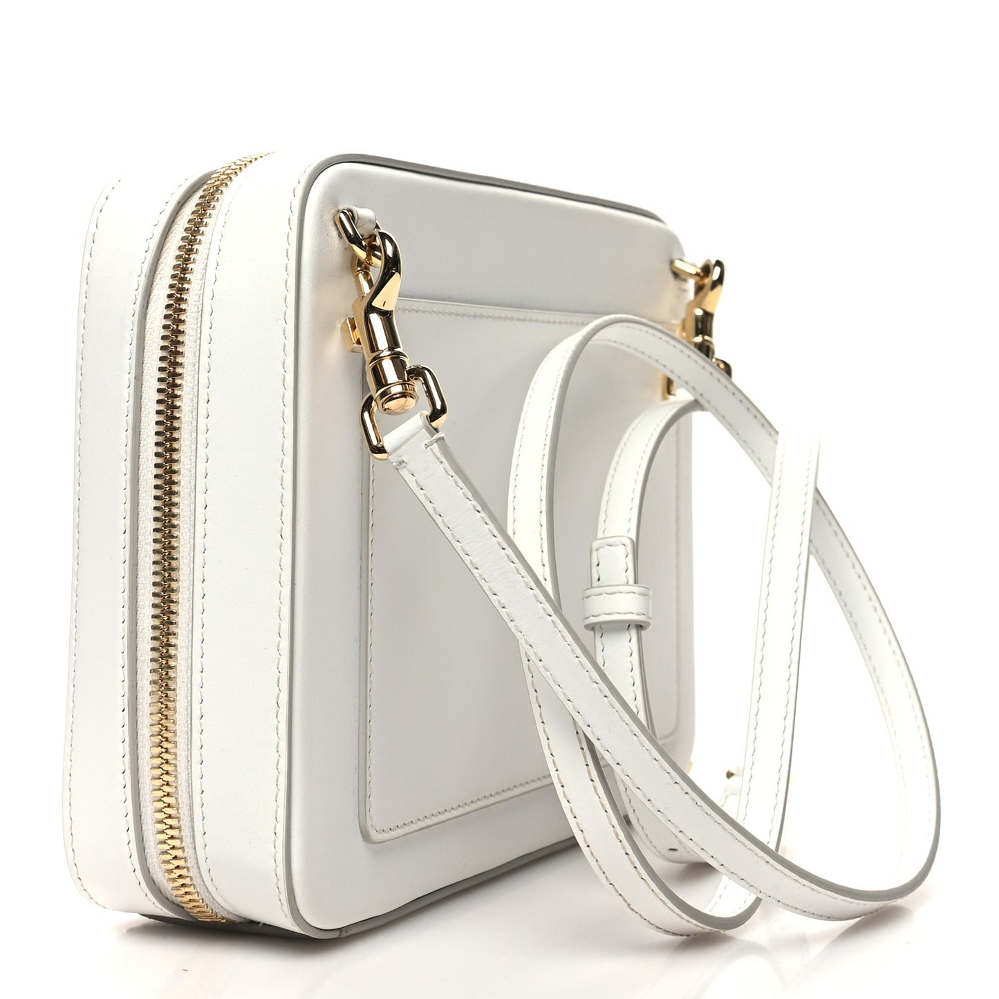 Calfskin Medium DG Logo Camera Crossbody Bag White