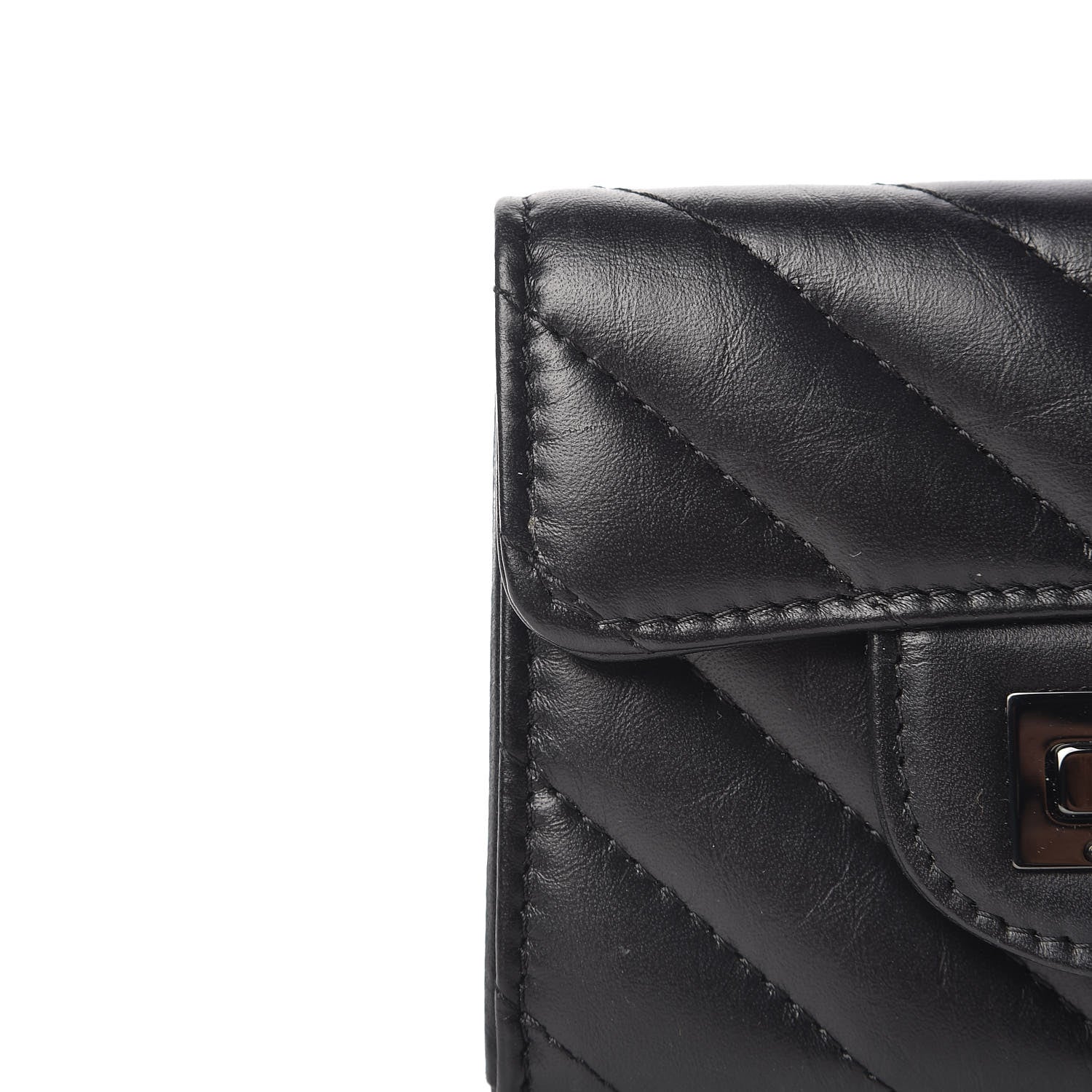 Chanel Aged Calfskin Chevron Quilted Reissue Card Holder Wallet So Black 8 of 9