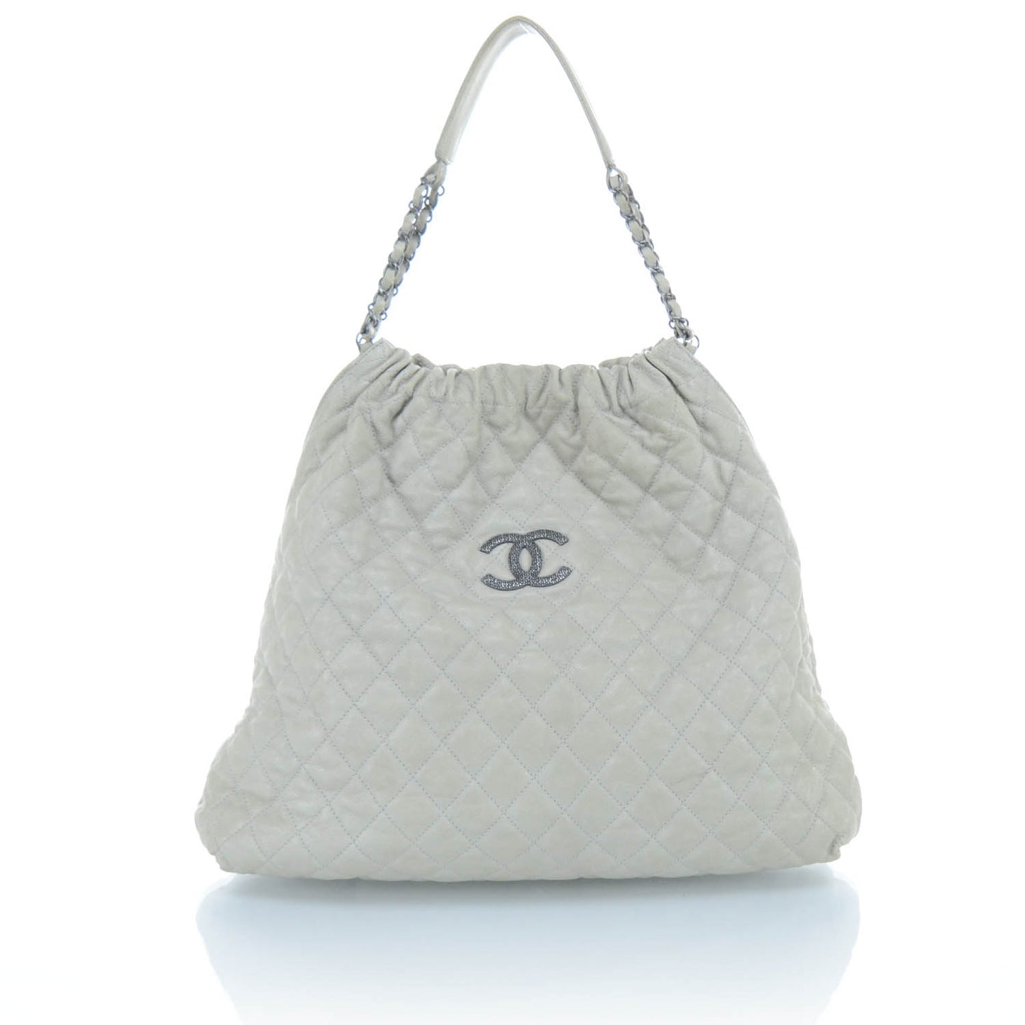 Caviar Quilted Large Elastic Tote Gray