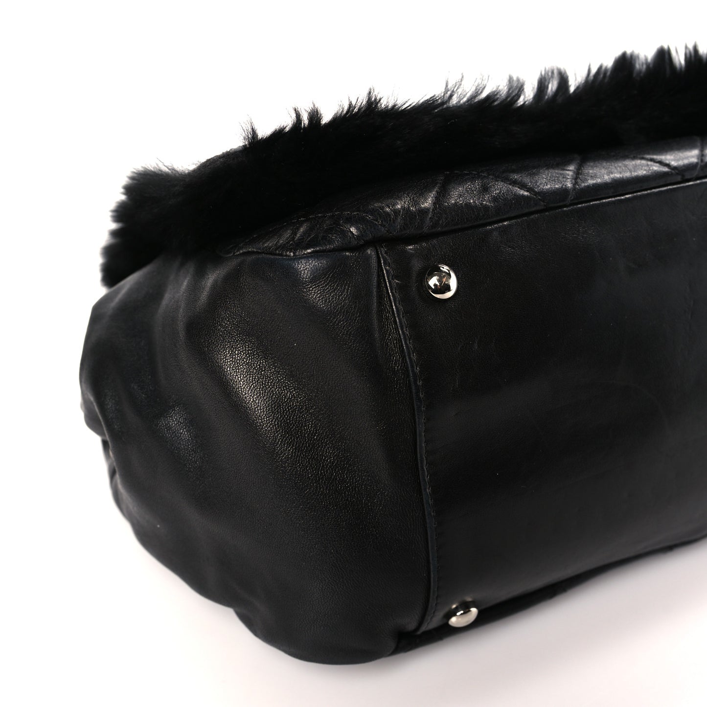 Lambskin Shearling CC Flap Bag Black