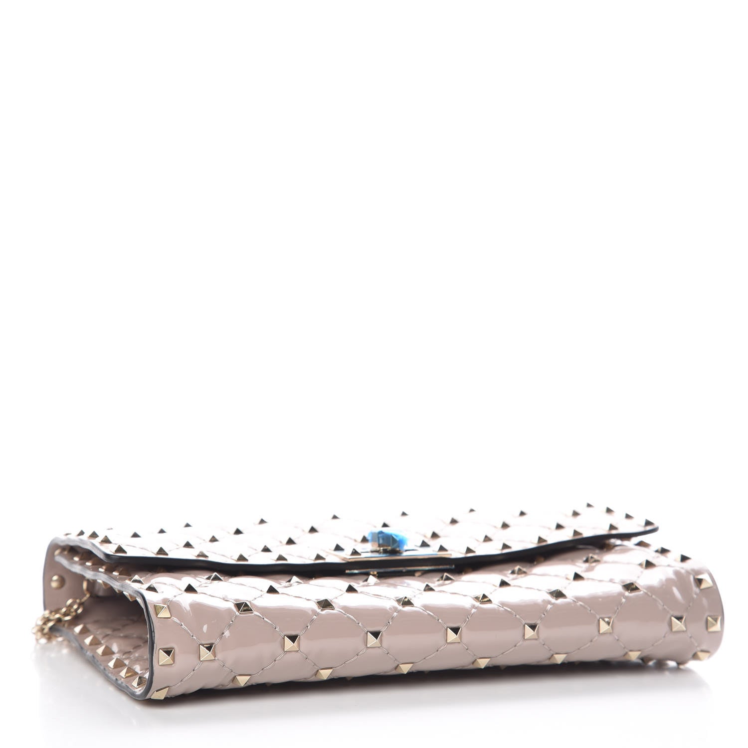Valentino Garavani Patent Rockstud Spike Wallet on Chain Poudre 4 of 8