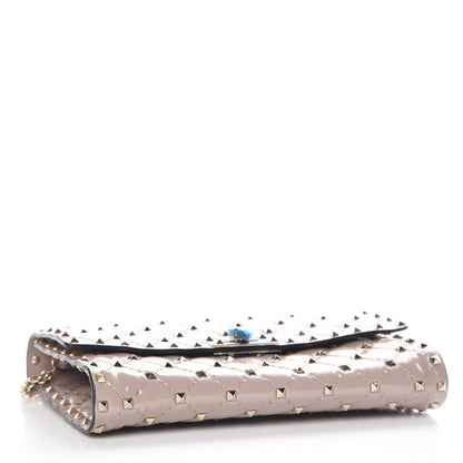 Valentino Garavani Patent Rockstud Spike Wallet on Chain Poudre 4 of 8