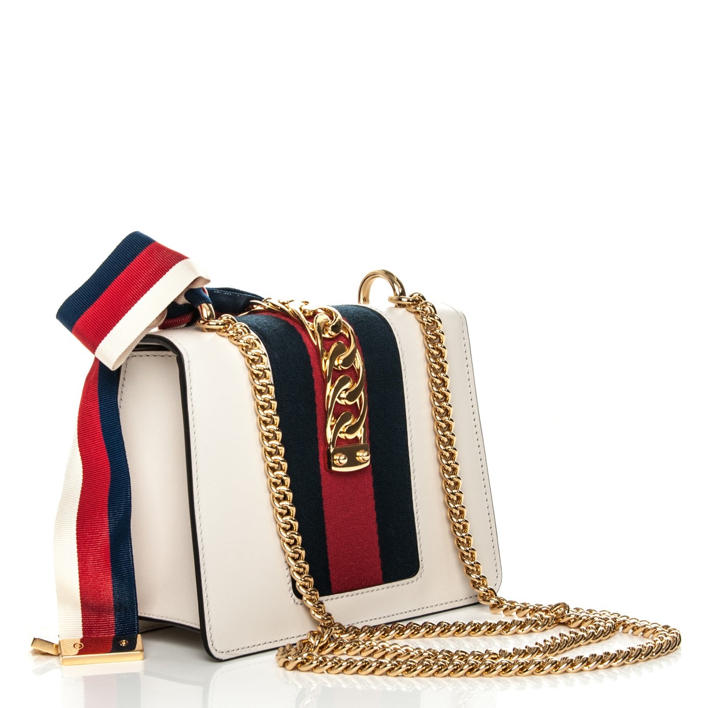 Calfskin Mini Sylvie Chain Shoulder Bag White