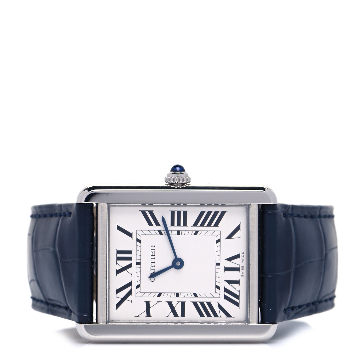 Stainless Steel Alligator 27mm Tank Solo Quartz Watch Blue