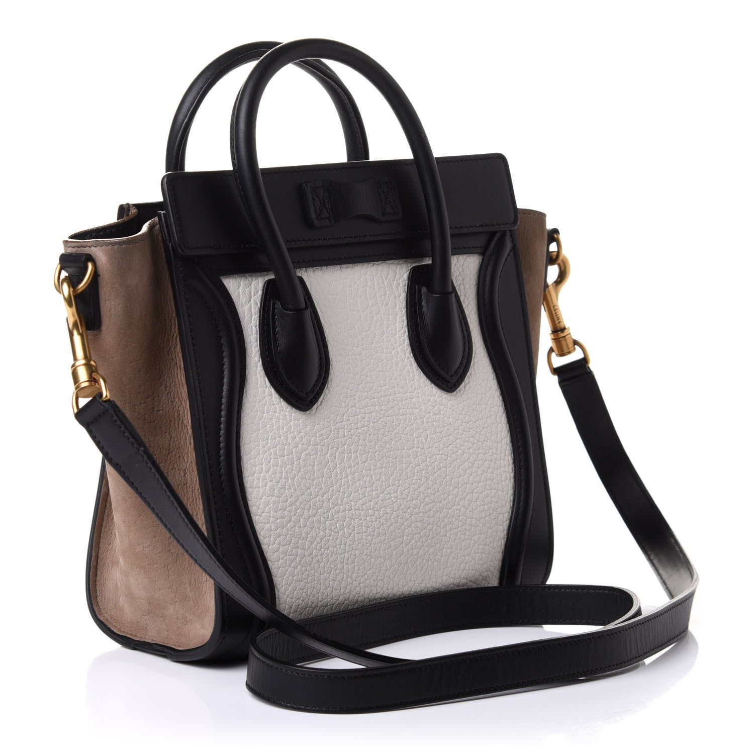 Celine Bullhide Calfskin Suede Nano Tri-Color Luggage White 2 of 8