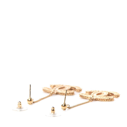 Chanel CC Drop Earrings Matte Gold 3 of 4