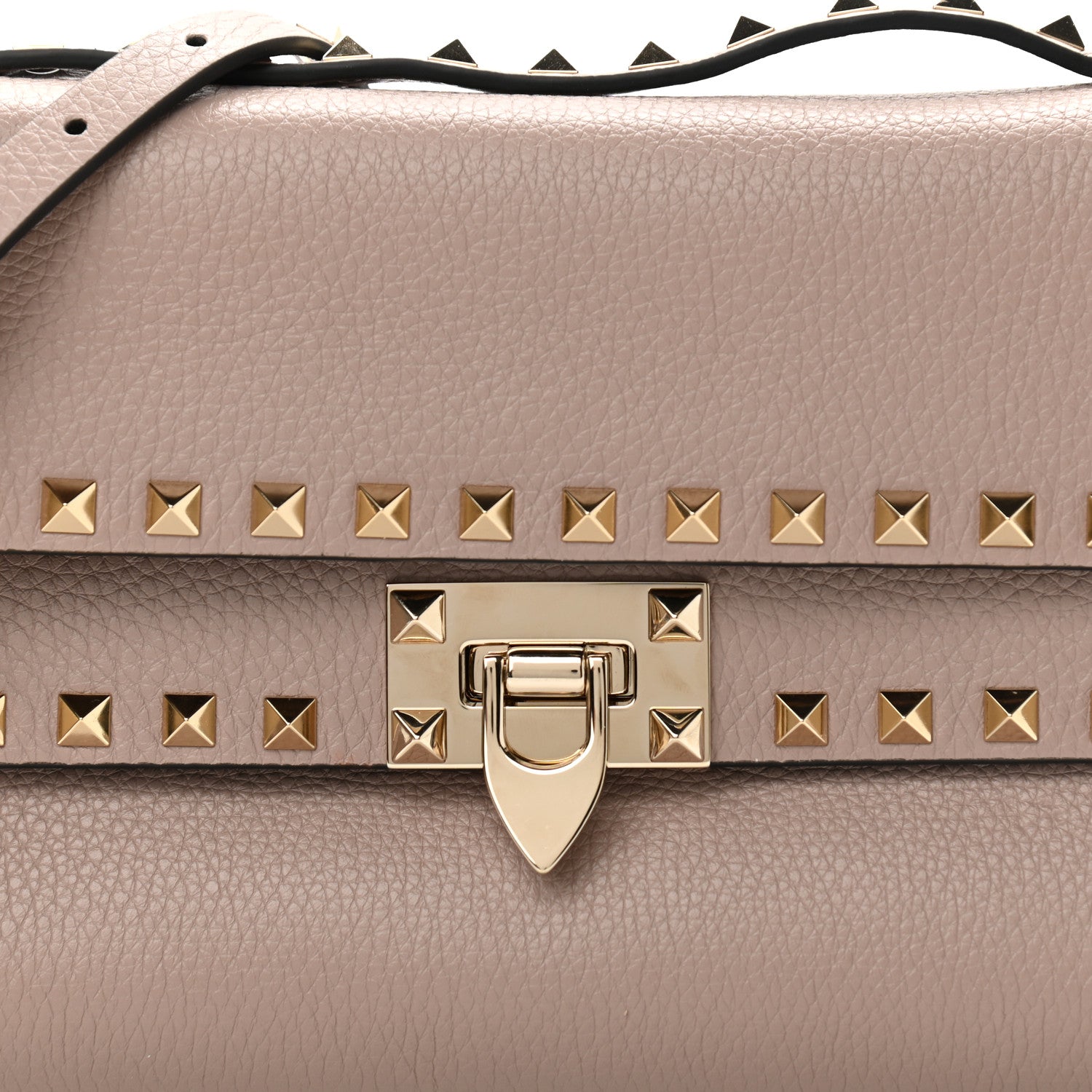 Valentino Garavani Grainy Calfskin Rockstud Double Flap Crossbody Bag Poudre 7 of 9