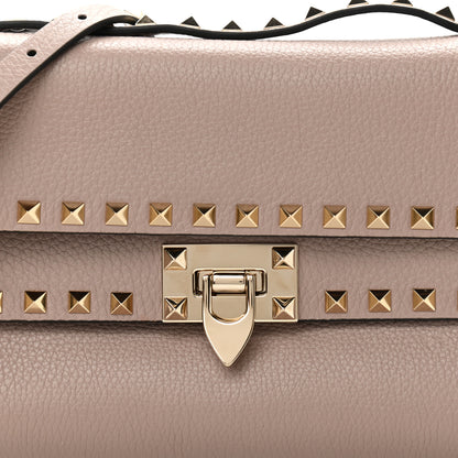 Valentino Garavani Grainy Calfskin Rockstud Double Flap Crossbody Bag Poudre 7 of 9