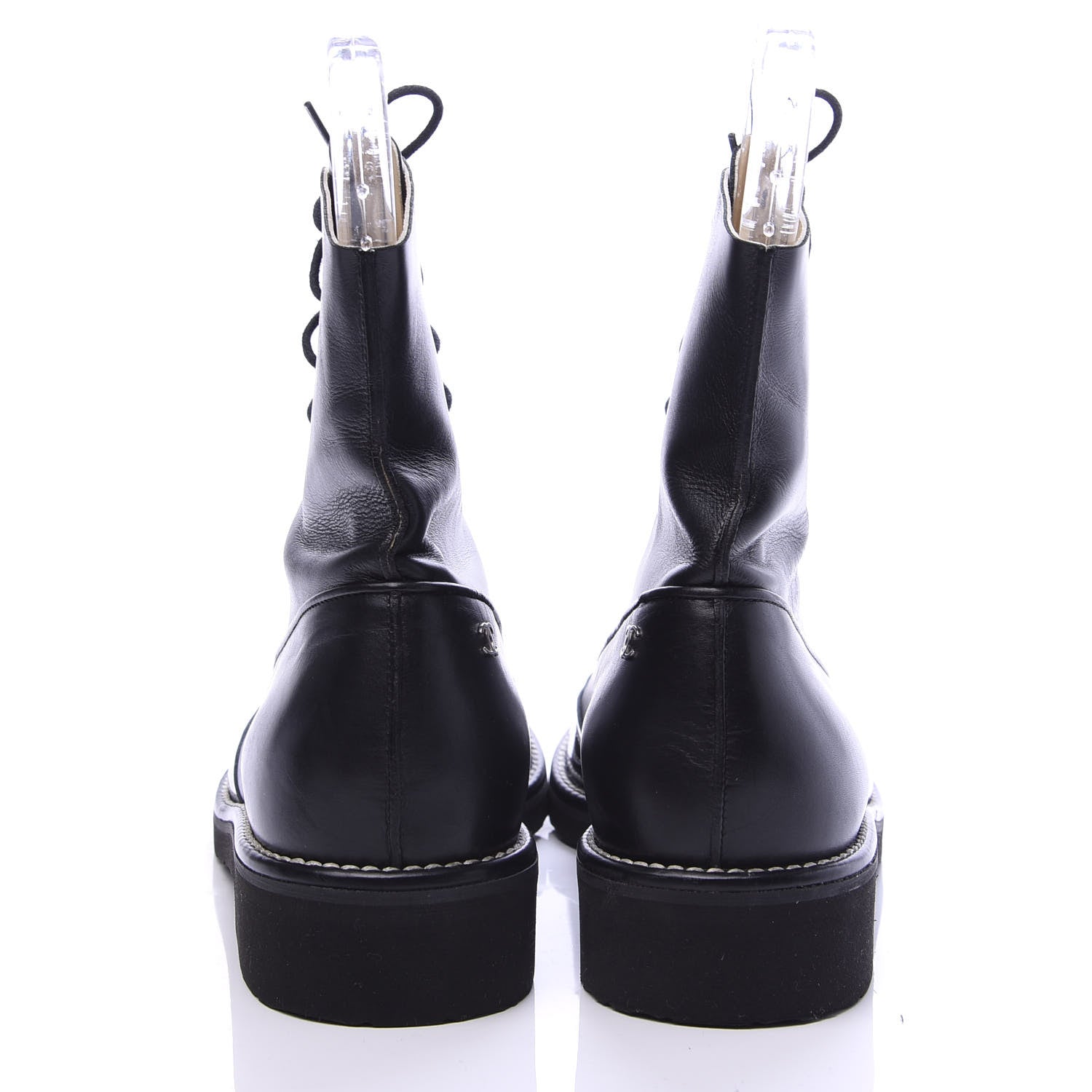 Chanel Patent Calfskin Lace Up Short Boots 39 Black 5 of 11