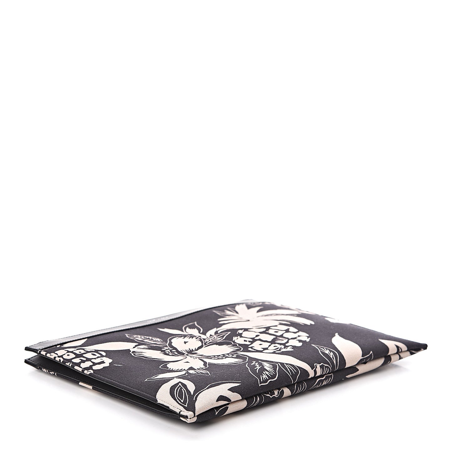 Canvas Hawaiian Print Zipped Tablet Holder Black