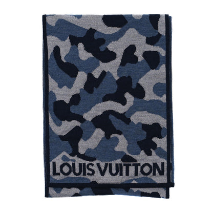 Louis Vuitton Wool Camouflage Scarf Navy 2 of 3