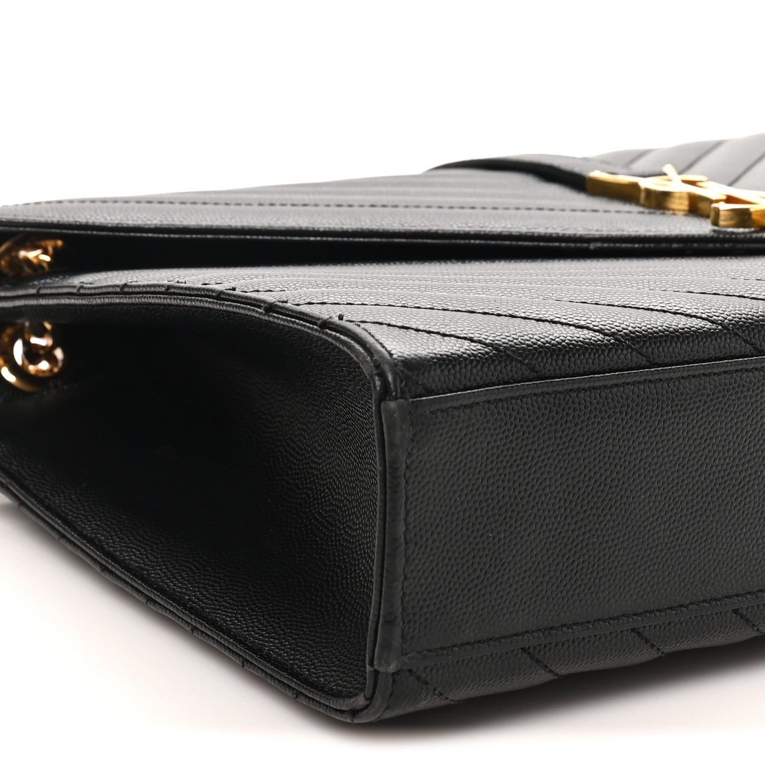 Saint Laurent Grain De Poudre Matelasse Chevron Large Monogram Satchel Black 9 of 10