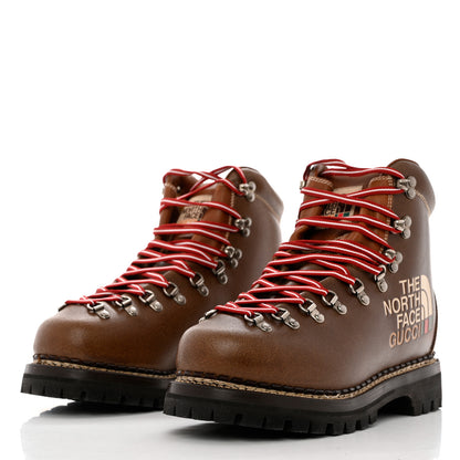 Gucci X THE NORTH FACE Calfskin Mens Hiking Ankle Boots 8.5 Foggy Tabacco Cuir 3 of 7