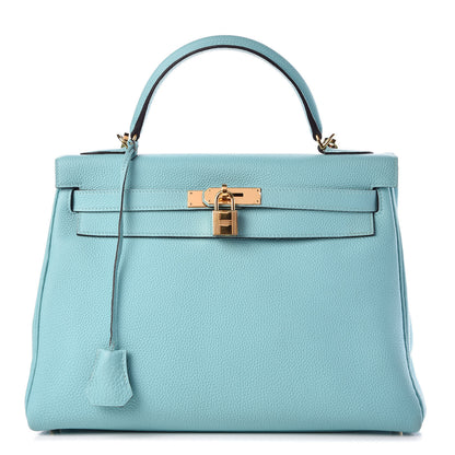 Hermes Togo Kelly Retourne 32 Bleu Atoll 1 of 33