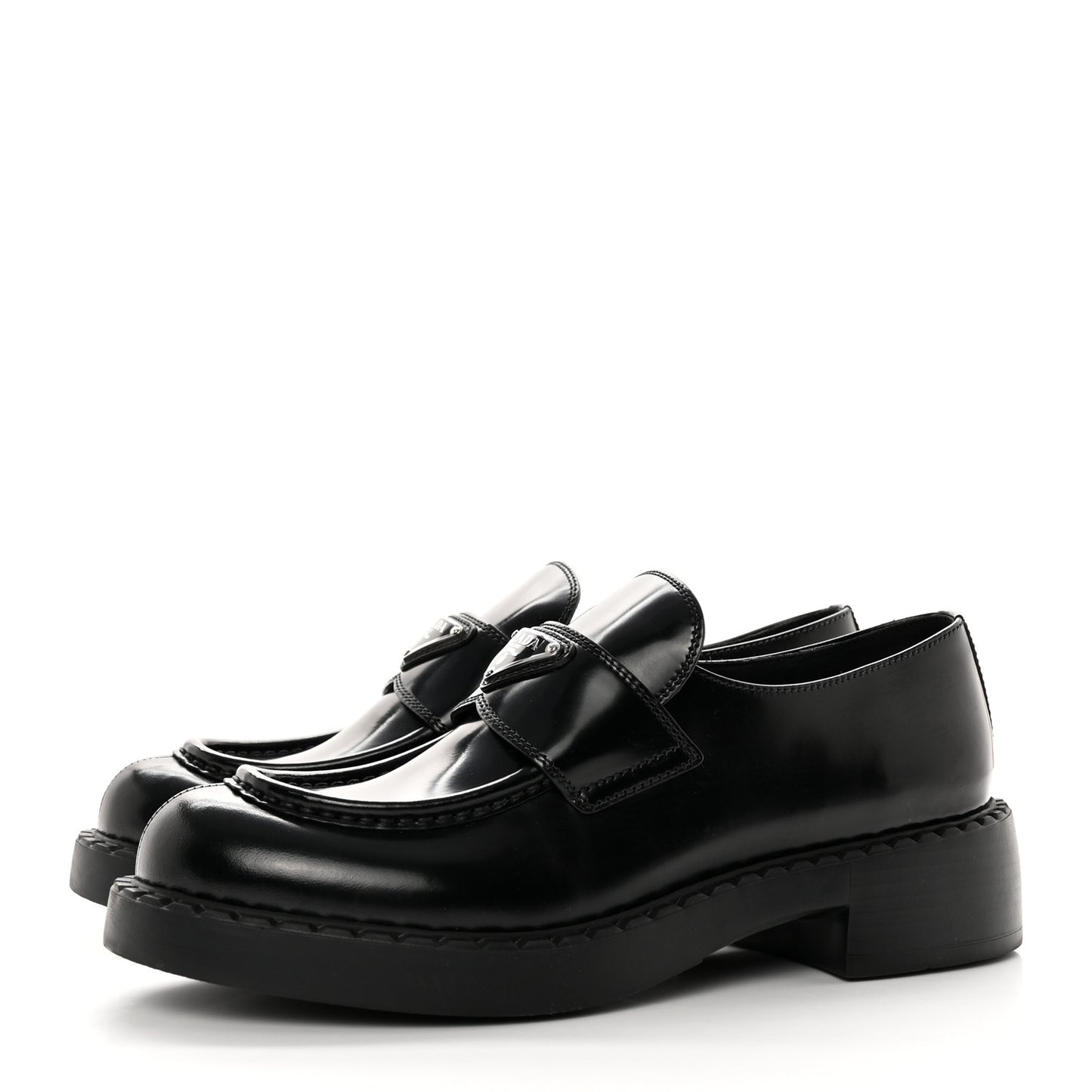 Spazzolato Metal Triangle Logo 50mm Loafers 40 Black