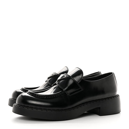 Prada Spazzolato Metal Triangle Logo 50mm Loafers 40 Black 3 of 12