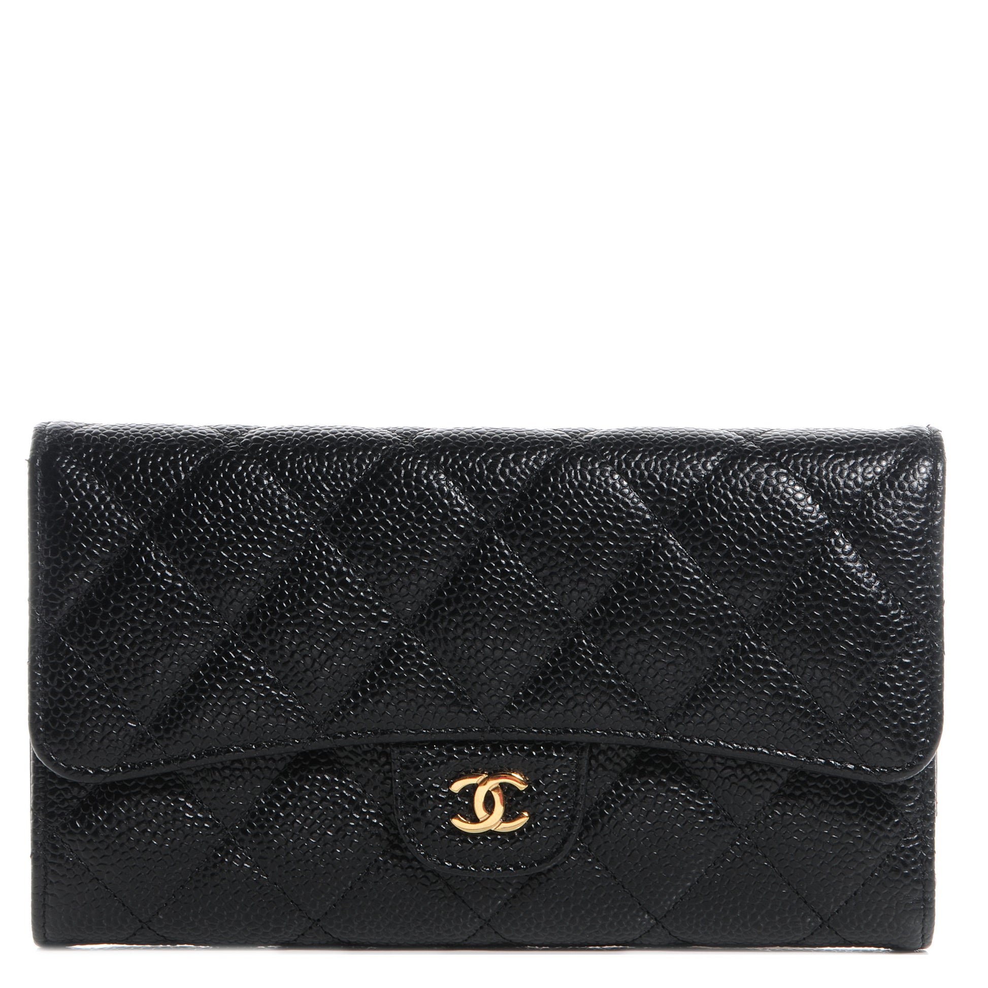 Chanel Caviar Quilted Long Flap Wallet Black 1 of 8