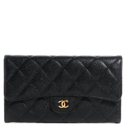 Chanel Caviar Quilted Long Flap Wallet Black 1 of 8