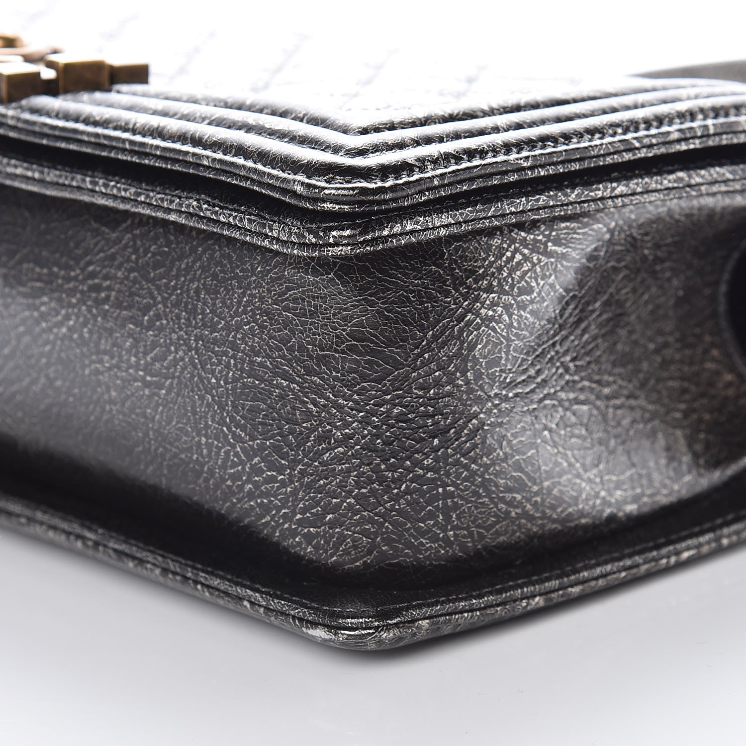 Chanel Cracked Metallic Calfskin Quilted Medium Boy Flap Dark Silver 9 of 9