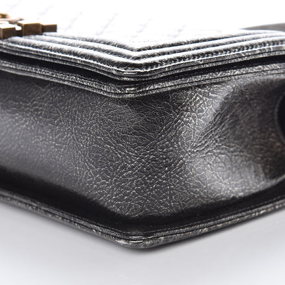 Chanel Cracked Metallic Calfskin Quilted Medium Boy Flap Dark Silver 9 of 9