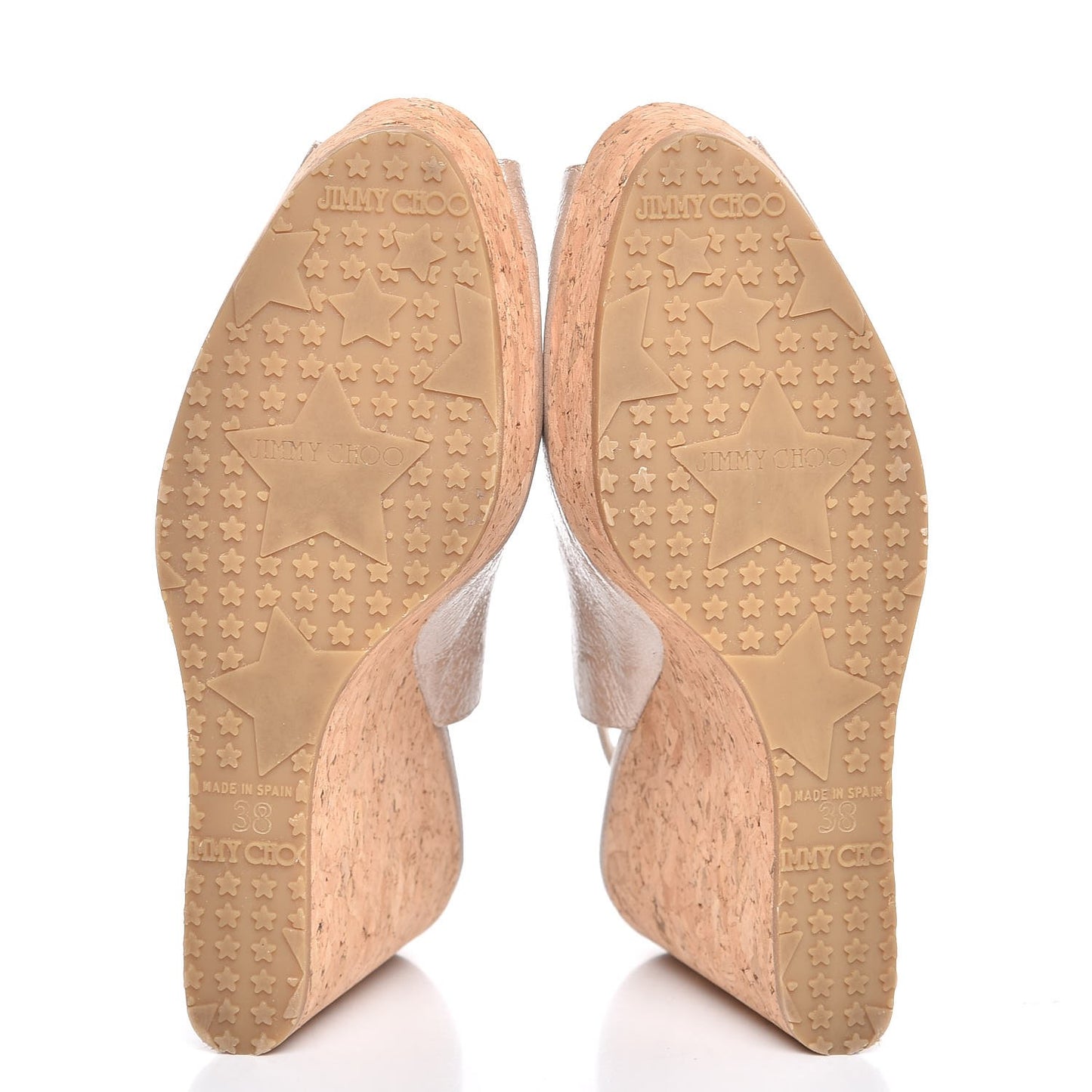 Metallic Crushed Patent Cork Prova Wedge Sandals 38 Frappe