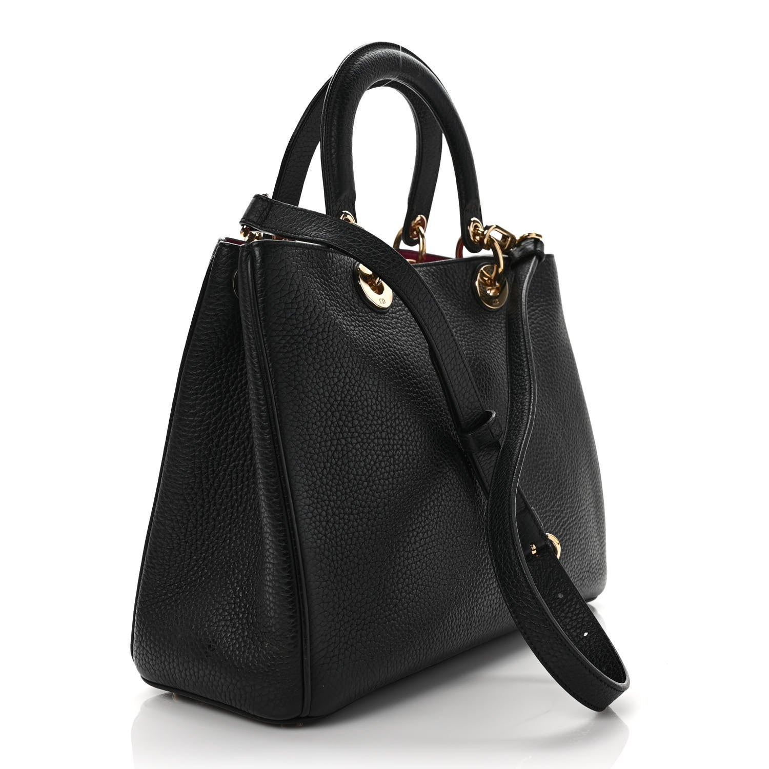 Christian Dior Bullcalf Medium Diorissimo Tote Black Rose Indien 3 of 10