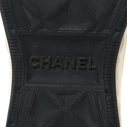 Chanel Velvet Calfskin Mixed Fibers CC Sneakers 37.5 Ivory Black 7 of 11