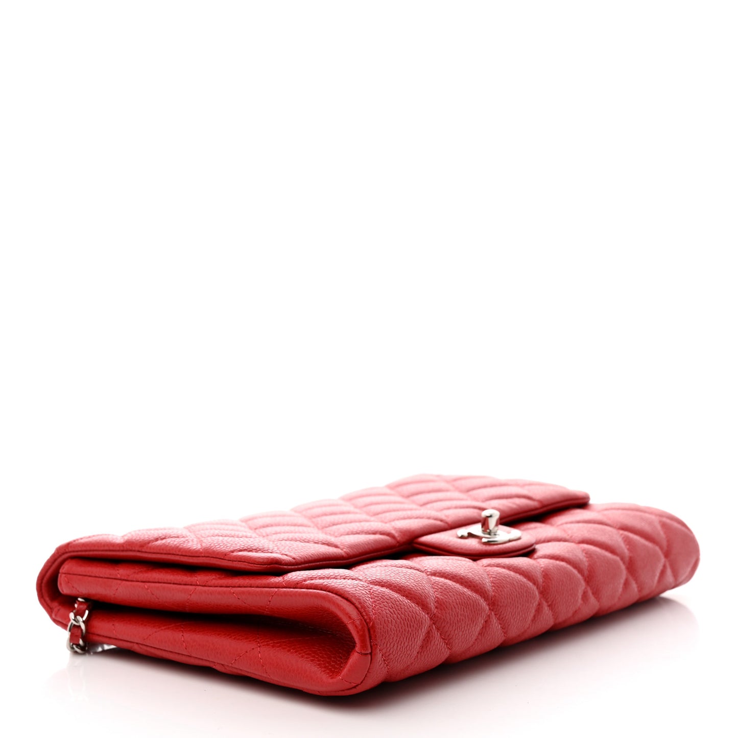 Caviar Quilted Clutch With Chain Flap Red