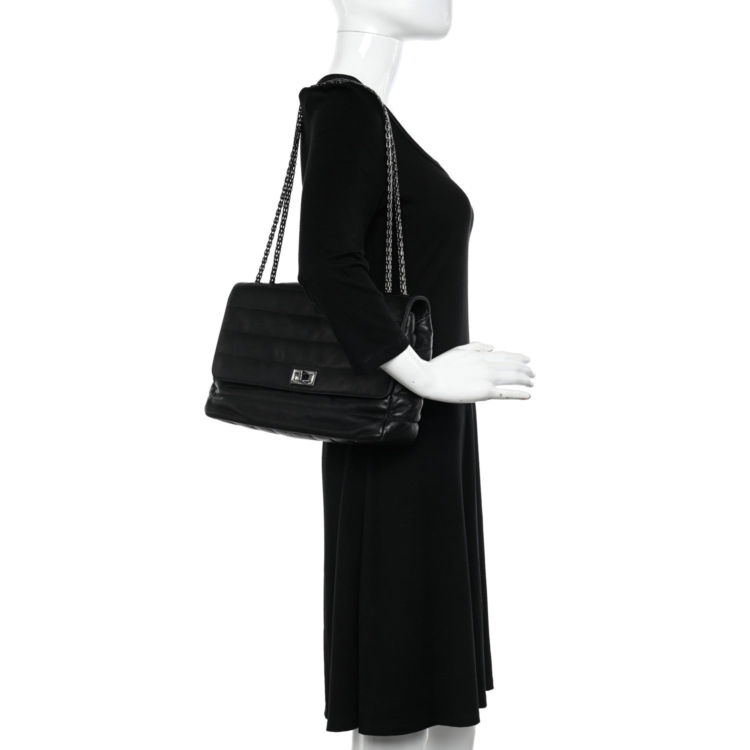 Chanel Lambskin Horizontal Quilt Jumbo Mademoiselle Flap Black 2 of 10