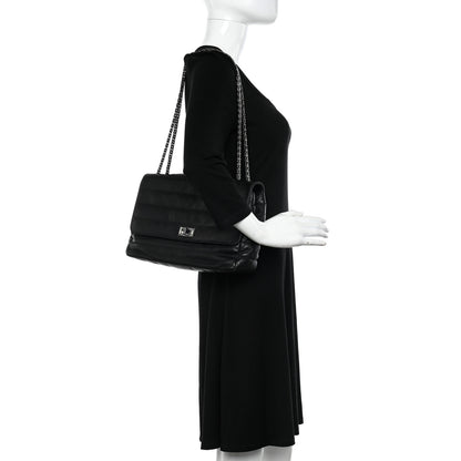 Chanel Lambskin Horizontal Quilt Jumbo Mademoiselle Flap Black 2 of 10