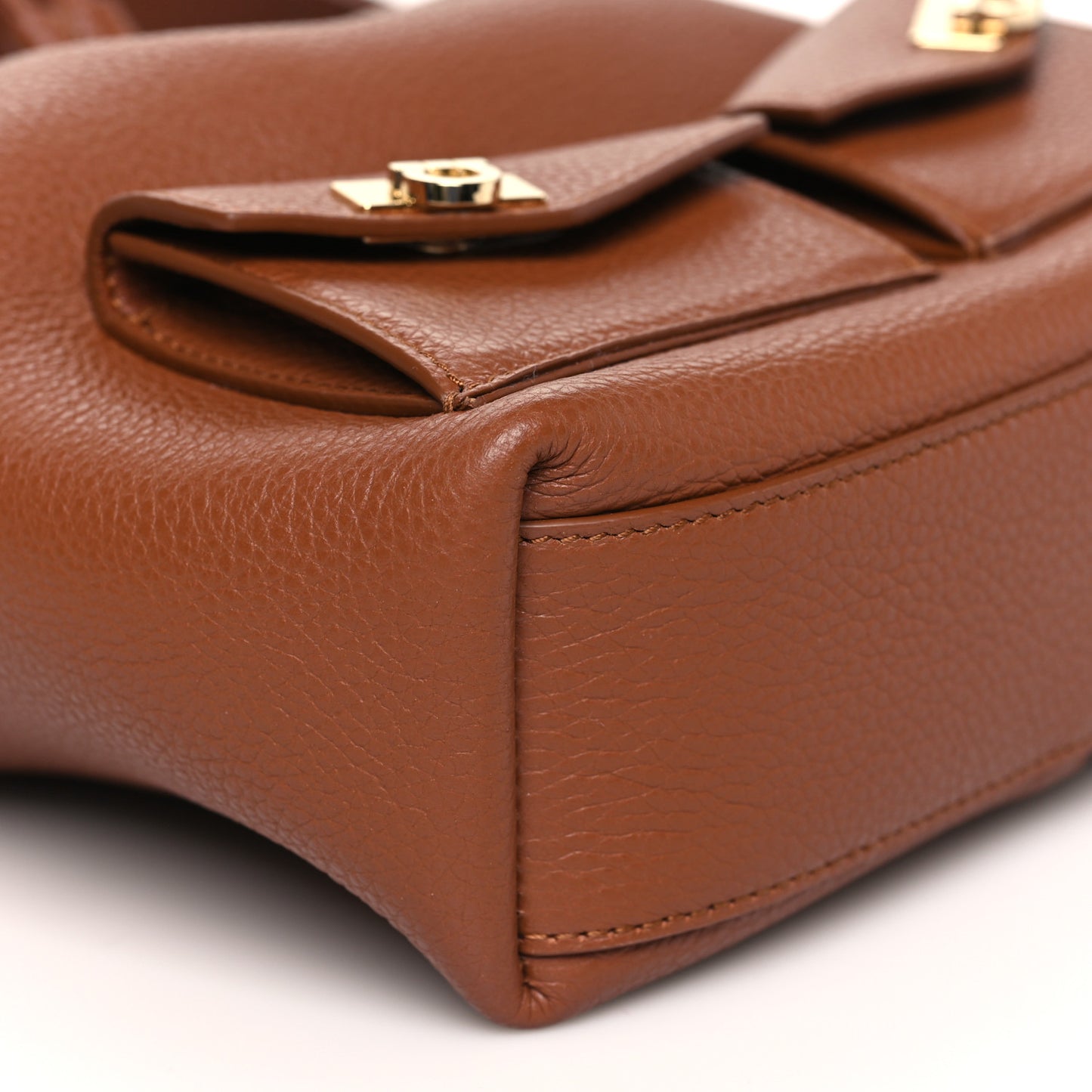 Hammered Calfskin Multipocket Bucket Bag Cognac