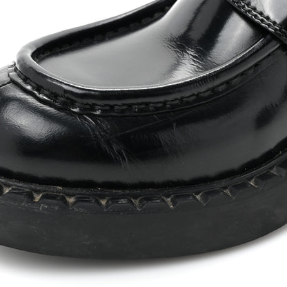 Prada Spazzolato Metal Triangle Logo 50mm Loafers 37.5 Black 9 of 14