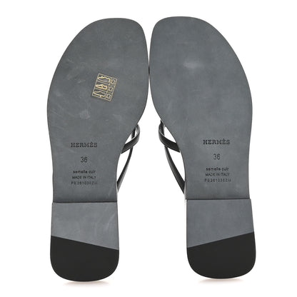 Hermes Calfskin Miss Sandals 36 Black 6 of 8