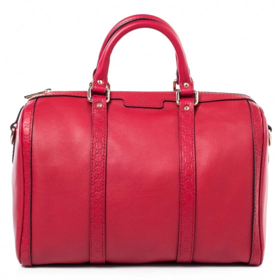 Calfskin Microguccissima Trim Medium Boston Raspberry Red