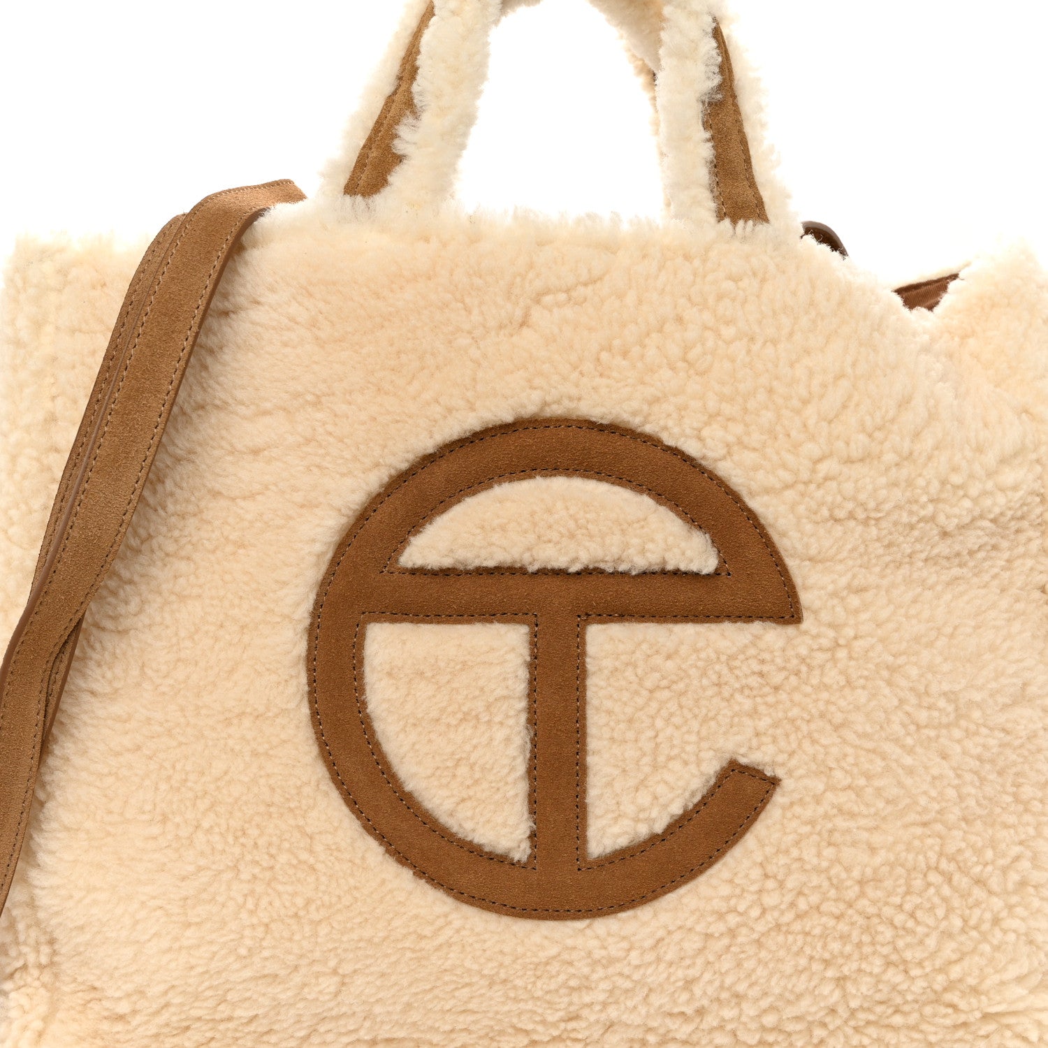 Telfar X UGG Suede Shearling Medium Shopping Bag Natural 9 of 11