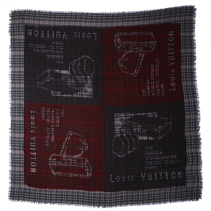 Louis Vuitton Mens Fleece Wool Silk Trunks Shawl Gris Rouge 3 of 4