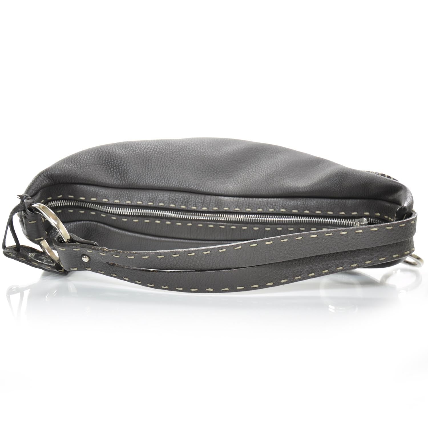 Fendi Calfskin Romano Selleria Biga Hobo Dark Brown 7 of 10