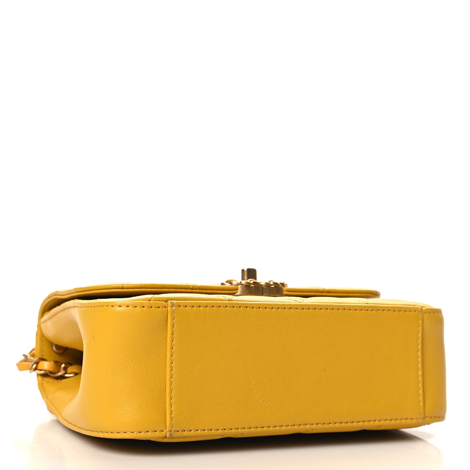Chanel Lambskin Quilted Small Chain Infinity Top Handle Flap Yellow 4 of 10