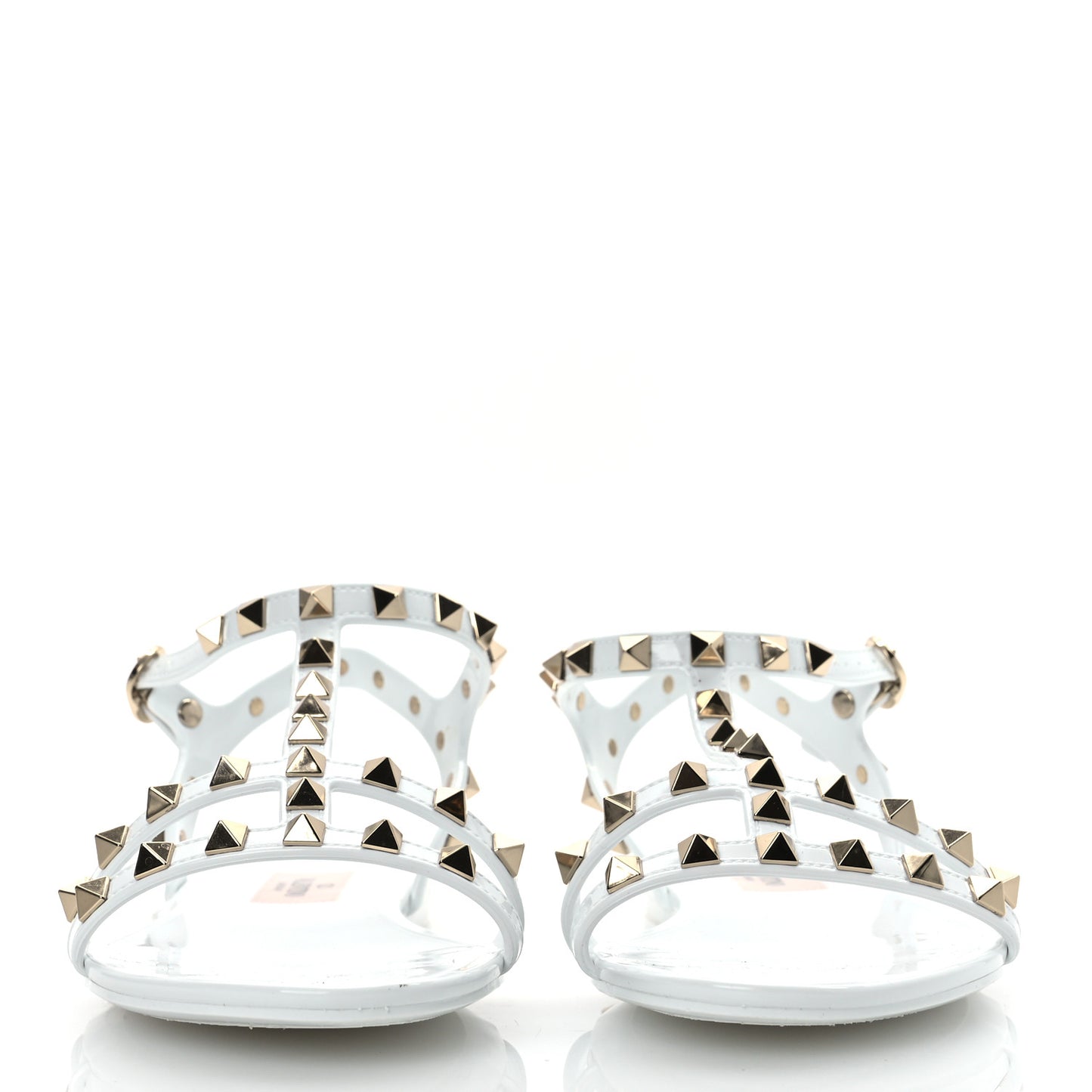 PVC Jelly Rockstud Caged Sandals 38 Optic White