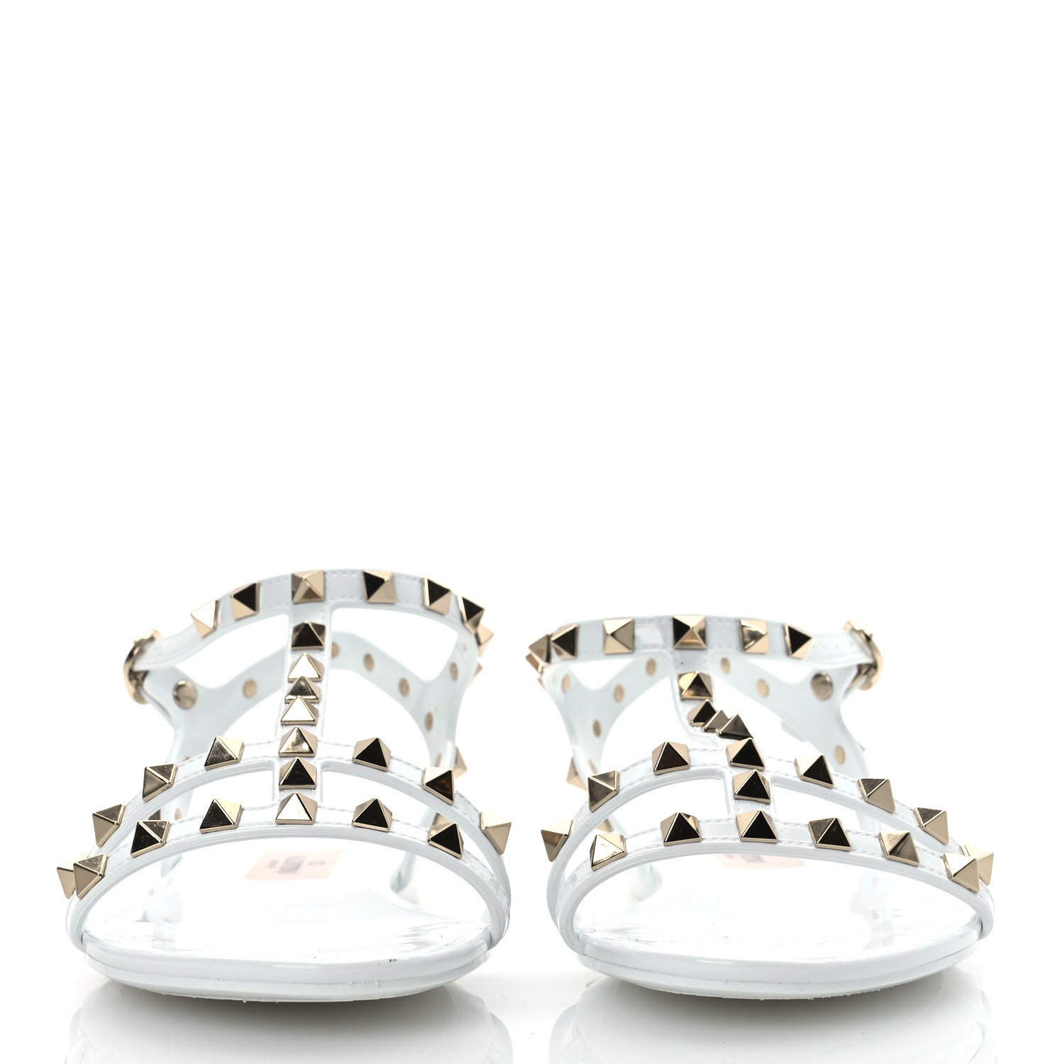 Valentino Garavani PVC Jelly Rockstud Caged Sandals 38 Optic White 3 of 12