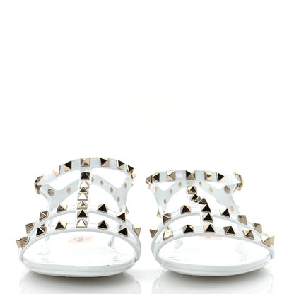Valentino Garavani PVC Jelly Rockstud Caged Sandals 38 Optic White 3 of 12