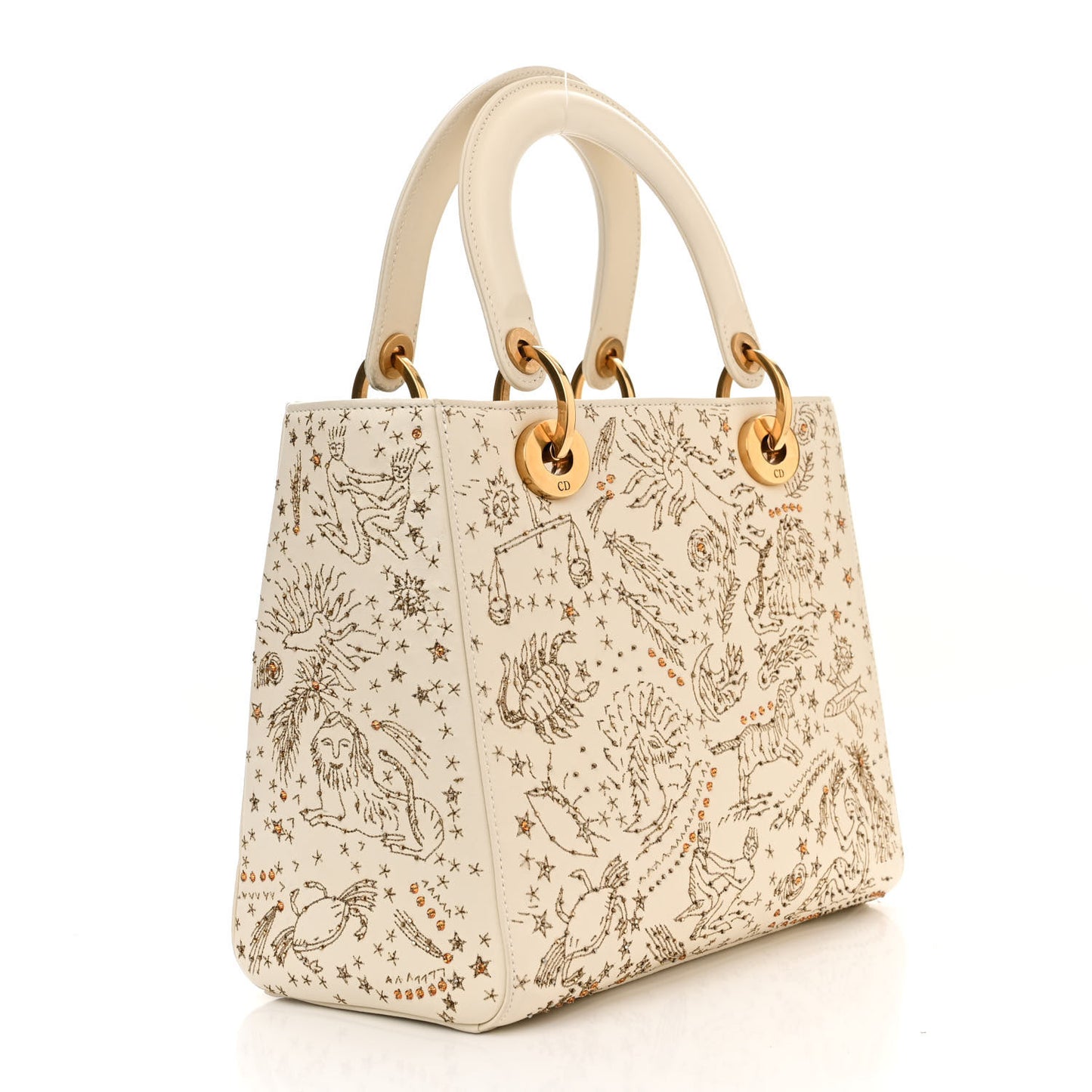 Embroidered Medium Lady Dior White Multicolor