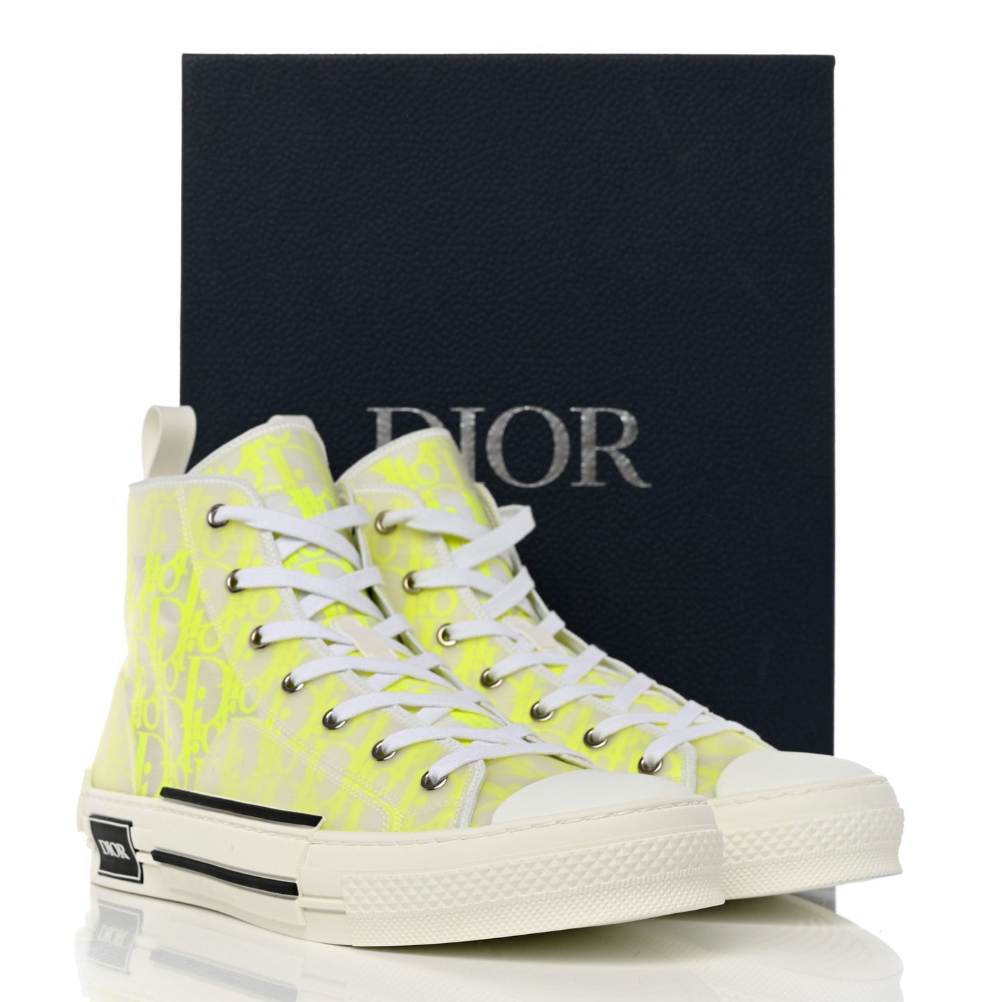 Technical Canvas Oblique Mens B23 High Top Sneakers 44 Yellow