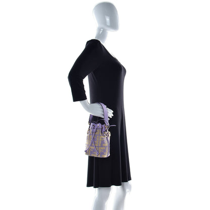 Fendi Raffia Vitello Seta F is Fendi FF Woven Mini Mon Tresor Bucket Bag Anemone Natural 3 of 15