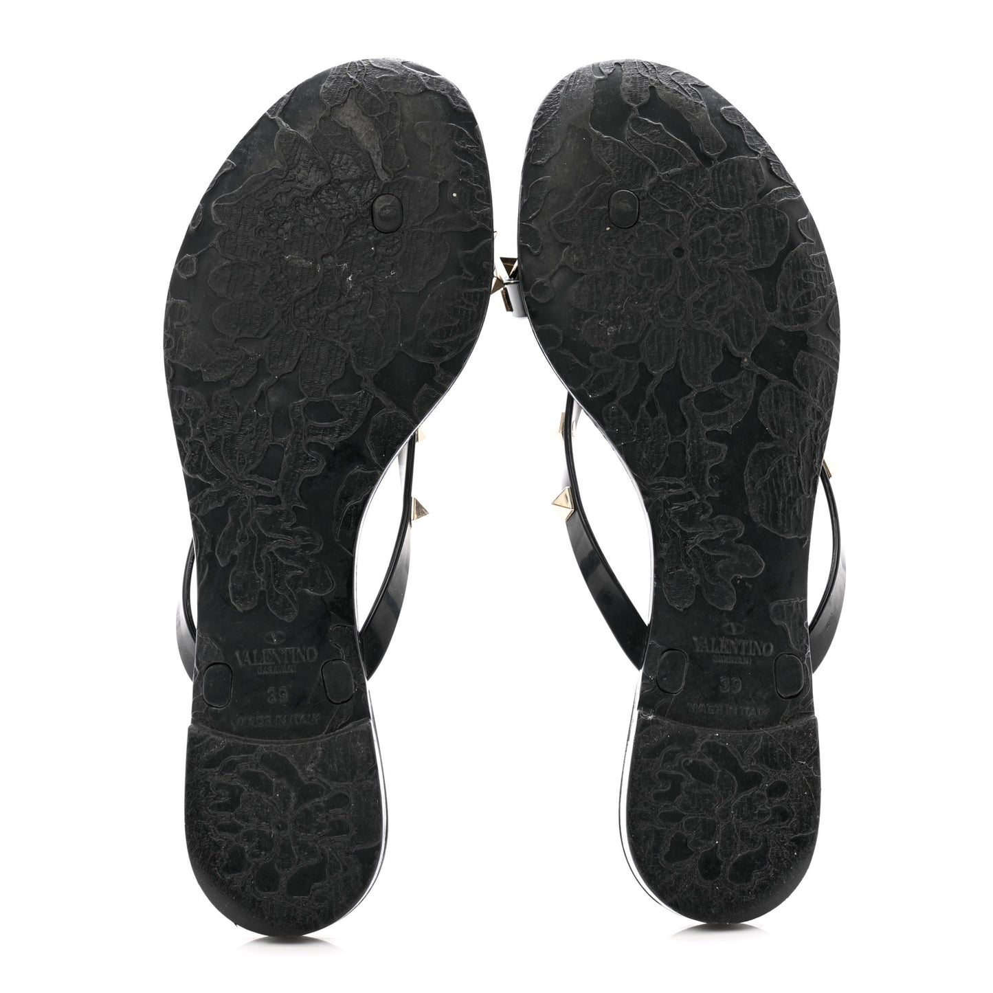 PVC Jelly Rockstud Bow Thong Sandals 39 Black