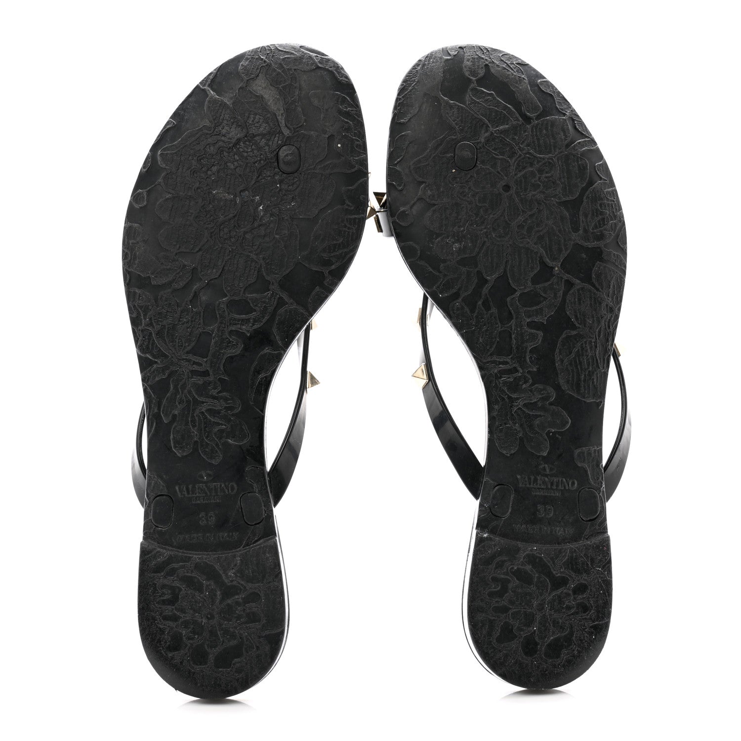 Valentino Garavani PVC Jelly Rockstud Bow Thong Sandals 39 Black 5 of 9