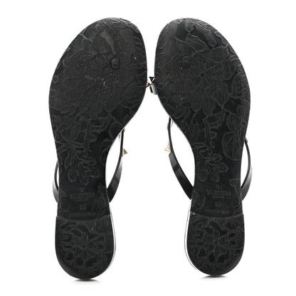 Valentino Garavani PVC Jelly Rockstud Bow Thong Sandals 39 Black 5 of 9