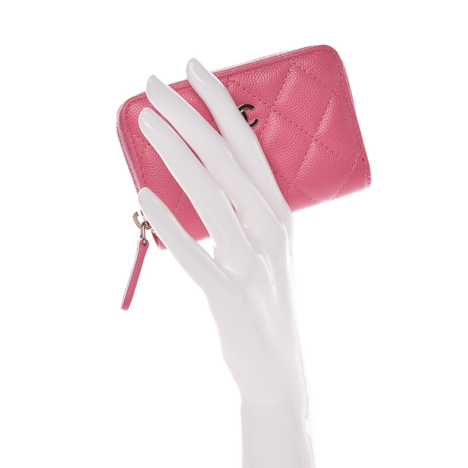 Chanel Caviar Quilted Zip Coin Purse Pink 2 of 8